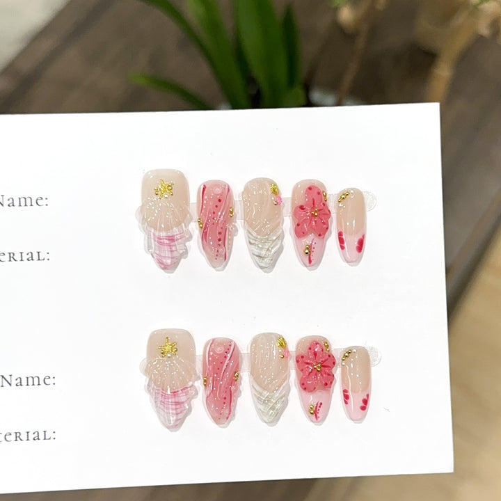 Floral Design Press-On Nail Art Set