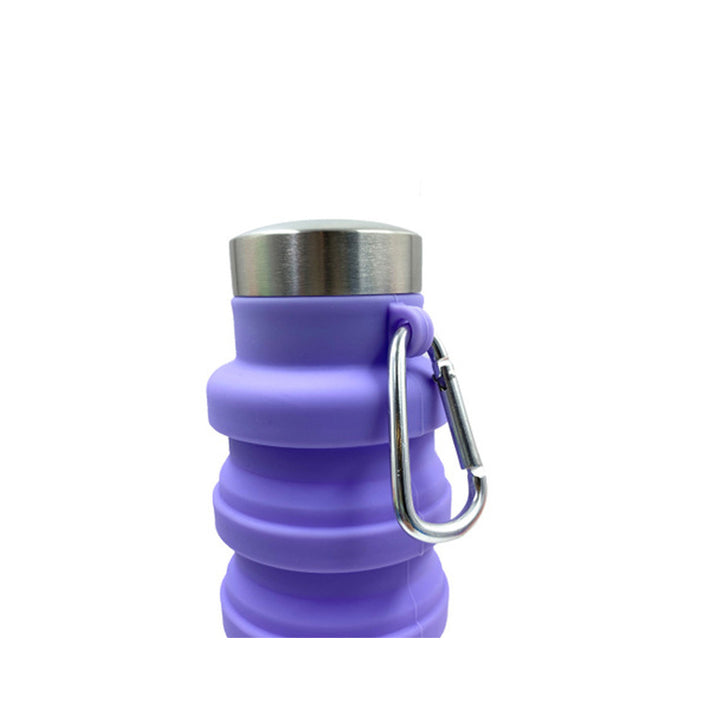 Women practical and compact silicone drinking bottle with carabiner and stainless steel cap Stornfield