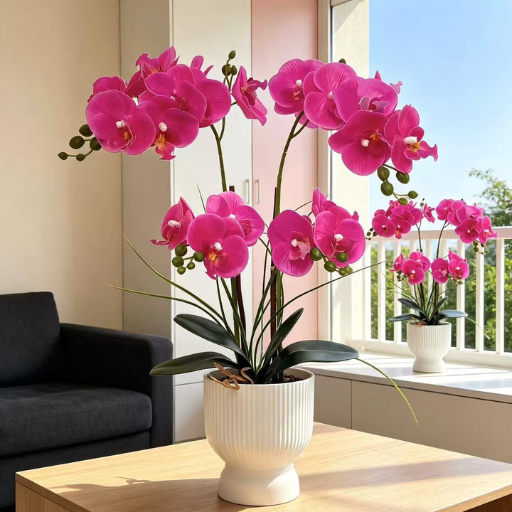 Elegant Faux Orchid Arrangement for Tabletop Home Decor