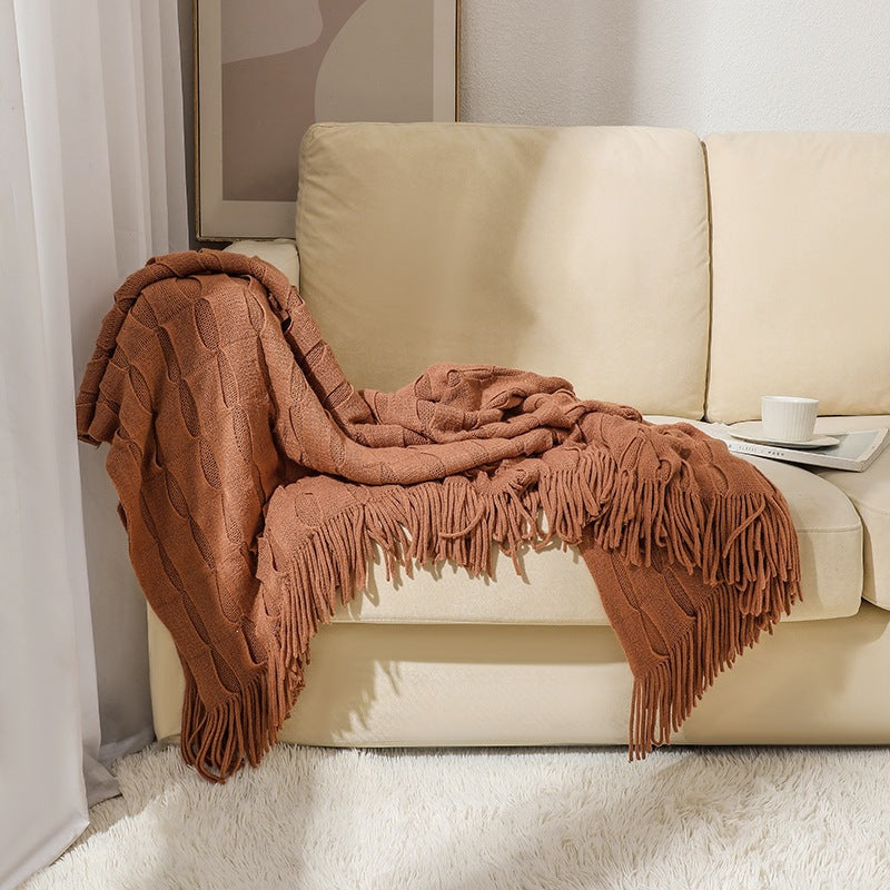 Textured Fringe Throw Blanket