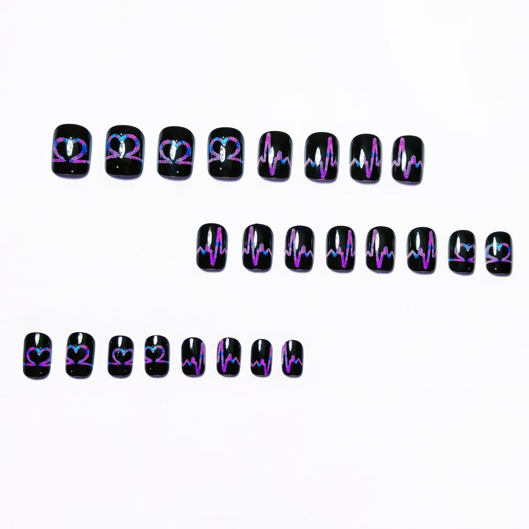 Artificial nail set with heart and EKG motif Stornfield