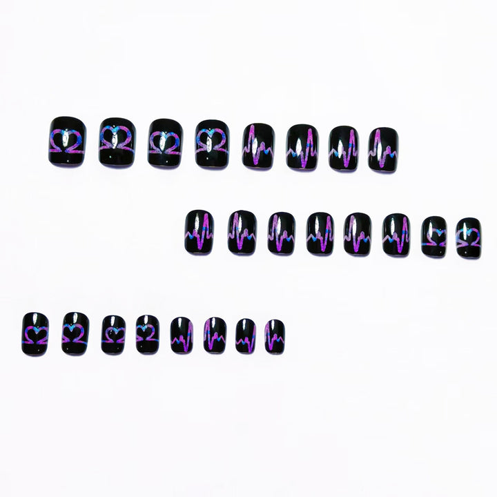 Artificial nail set with heart and EKG motif Stornfield