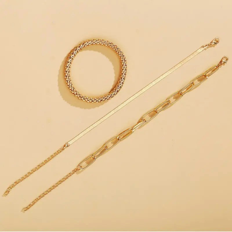 Multi-Textured Silver Chain Bracelet Set Stornfield
