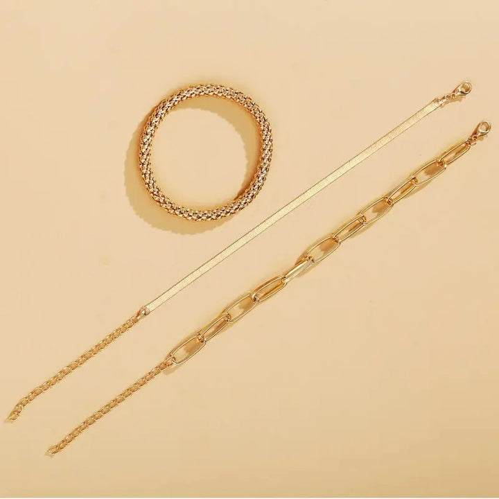 Multi-Textured Silver Chain Bracelet Set Stornfield
