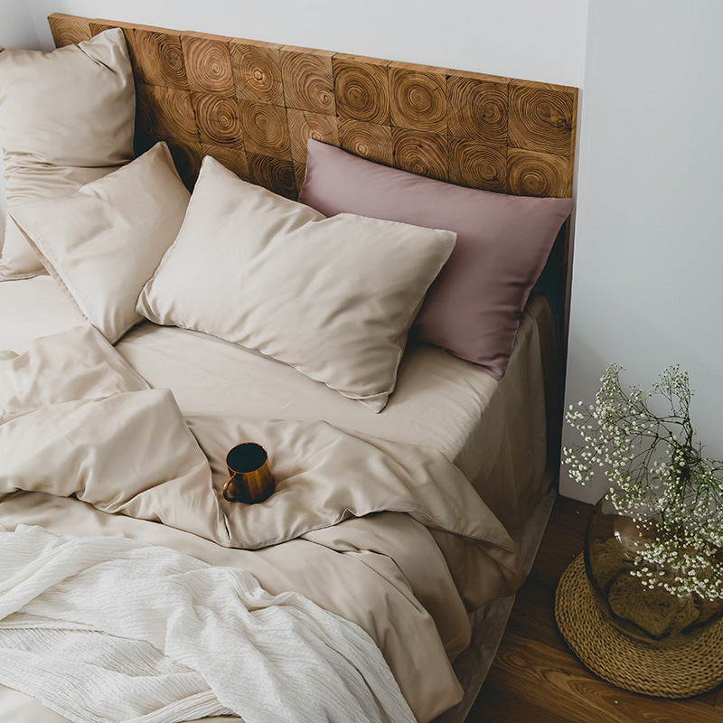 Finest cotton satin duvet cover and pillowcase set with reversible finish and concealed zipper