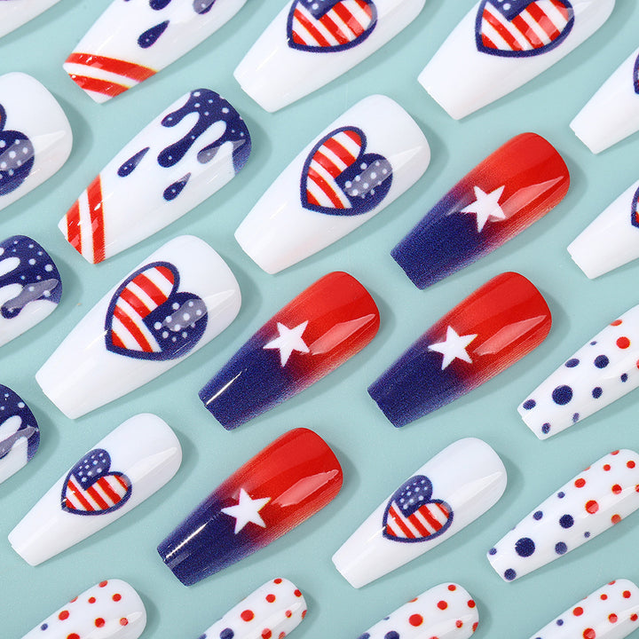 Artificial nails in patriotic heart design Stornfield