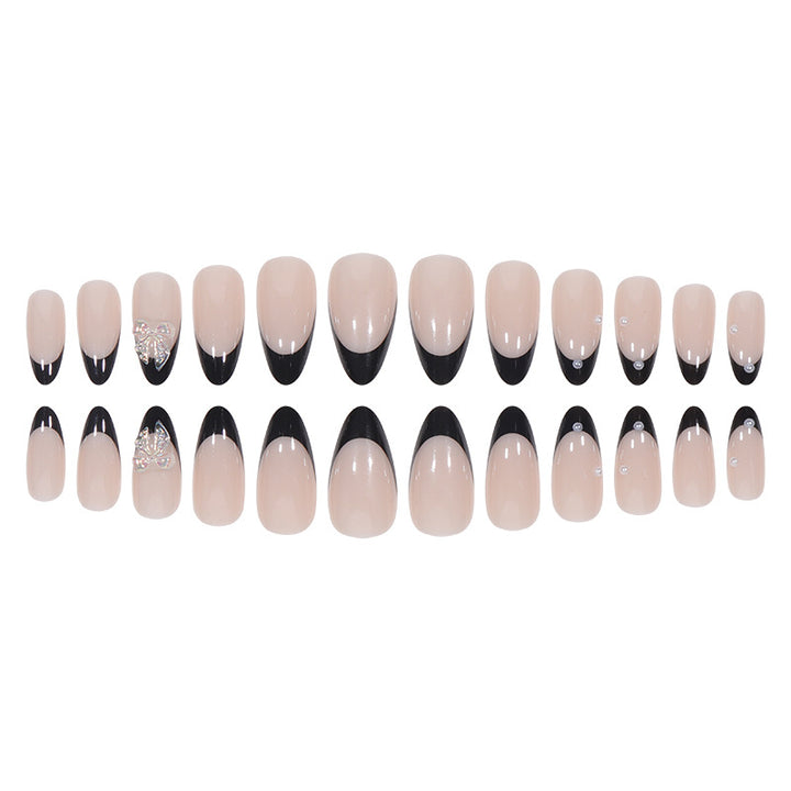 Elegant Stiletto Press-On Nail Art Set with Decorative Floral and Rhinestone Accents Stornfield