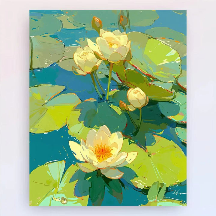 Contemporary Lotus Floral Canvas Art Print Stornfield