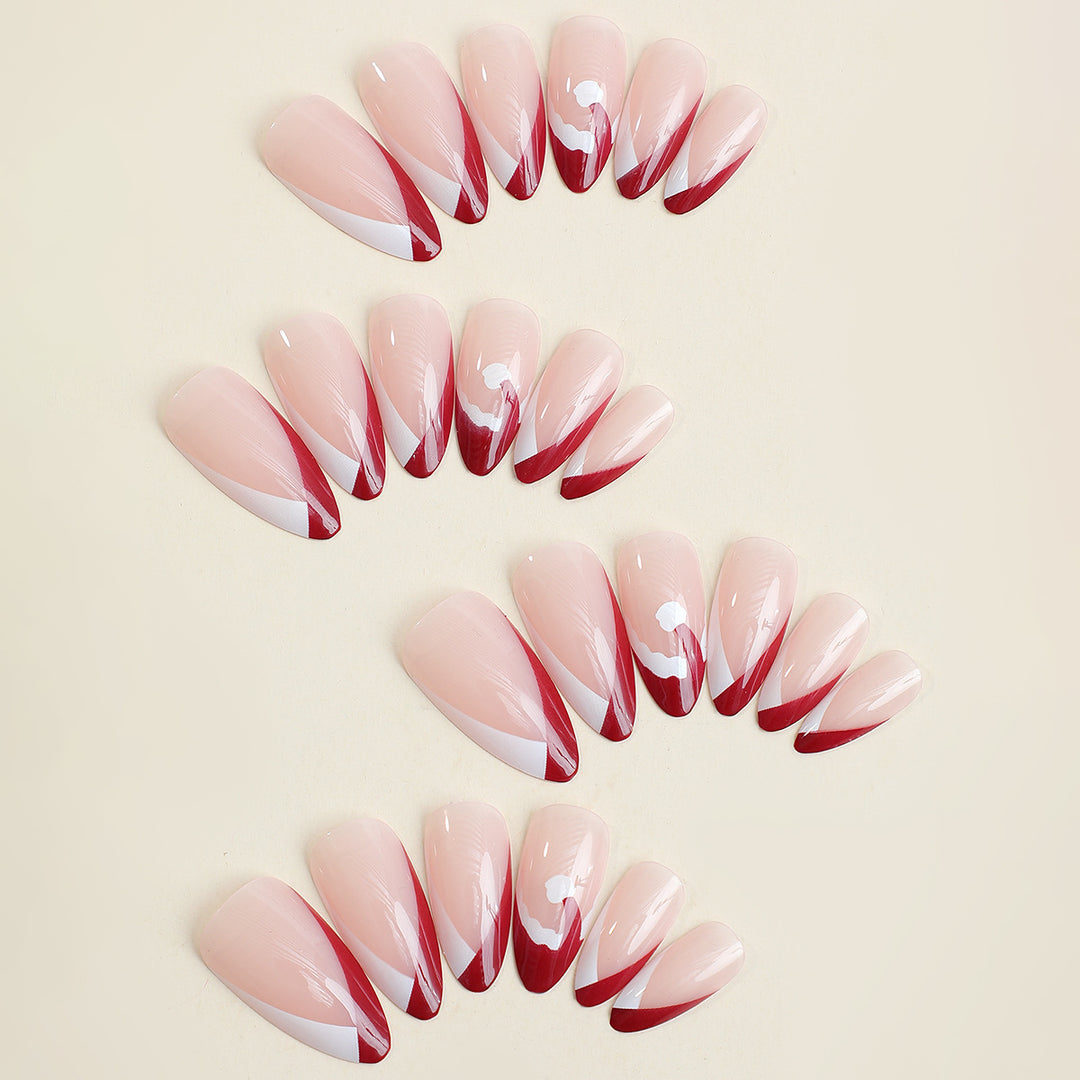 Acrylic nail set with stylish French tip design and elegant color gradients Stornfield