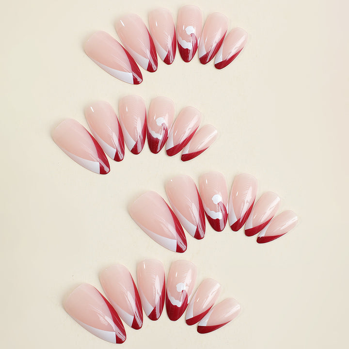 Acrylic nail set with stylish French tip design and elegant color gradients Stornfield