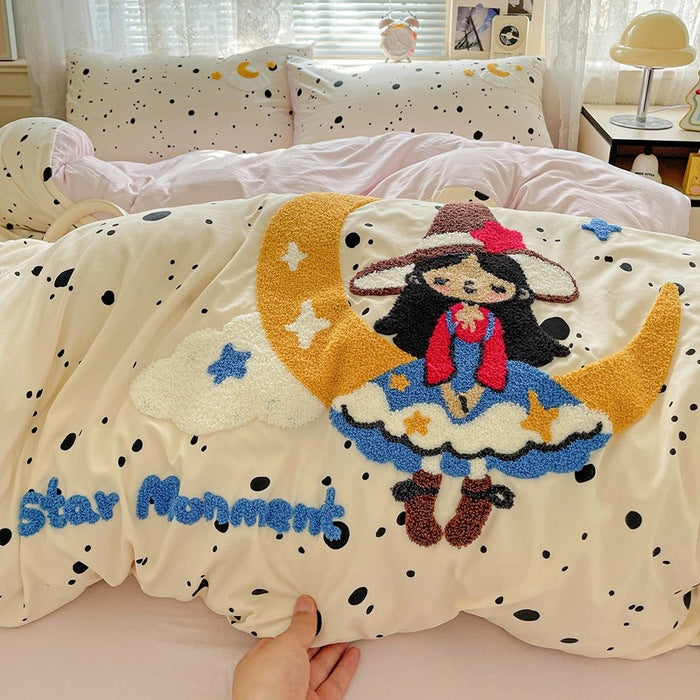 Cute Cartoon Bear Pattern Duvet Cover Set
