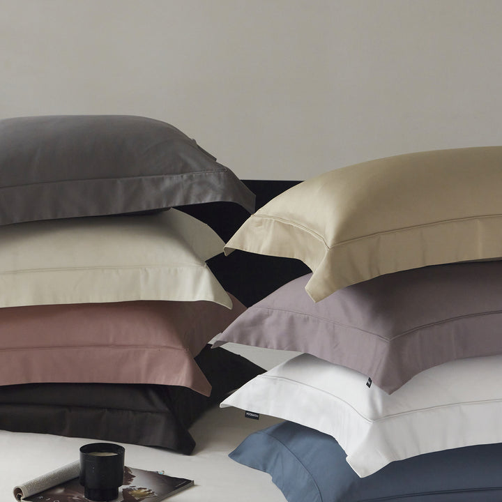Smooth Cotton-Sateen Flat Sheet and Oxford Pillowcase Set Hotel-Style Silky Finish
