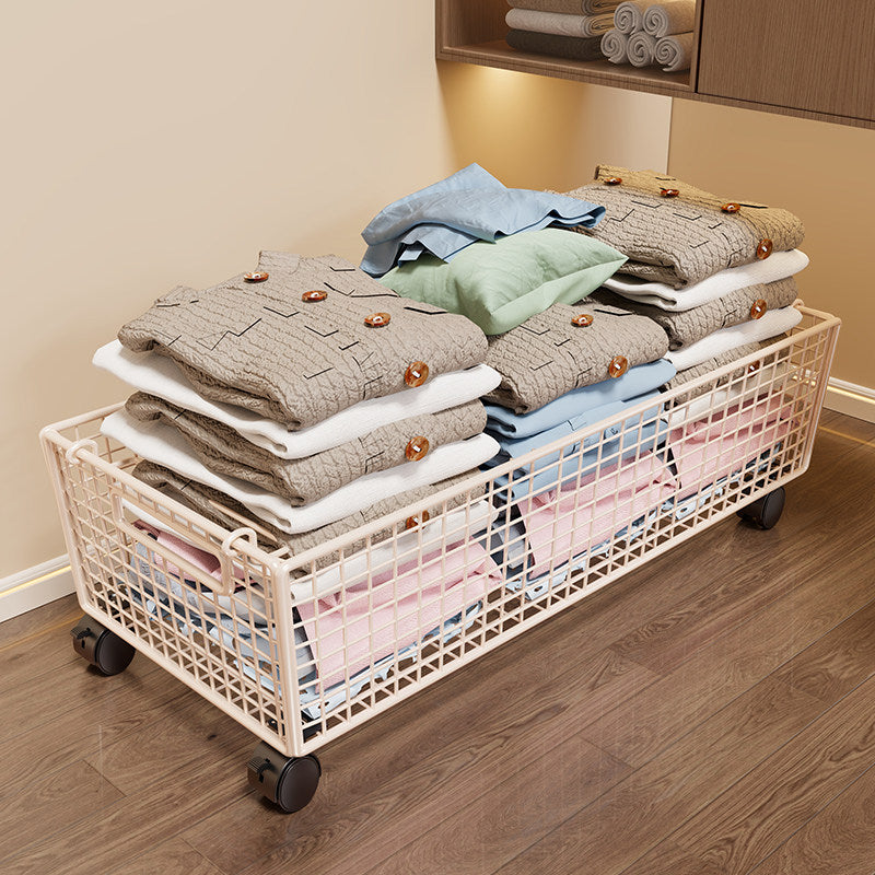 Rolling Mesh Underbed Storage Basket with Locking Casters and Carry Handles