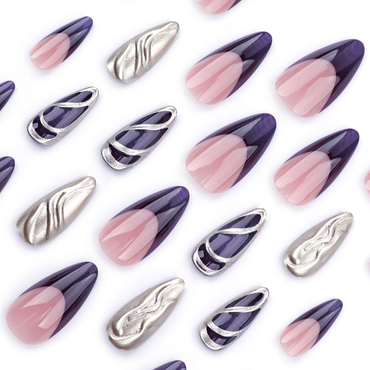 Artful stiletto nails with elegant gold and ombre design Stornfield