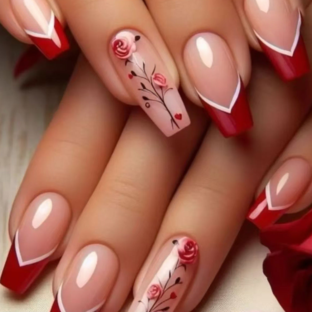 Elegant Floral-Embellished Press-On Nails Stornfield