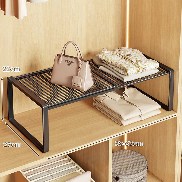 Expandable Metal Closet Shelf Riser and Stackable Wardrobe Organizer