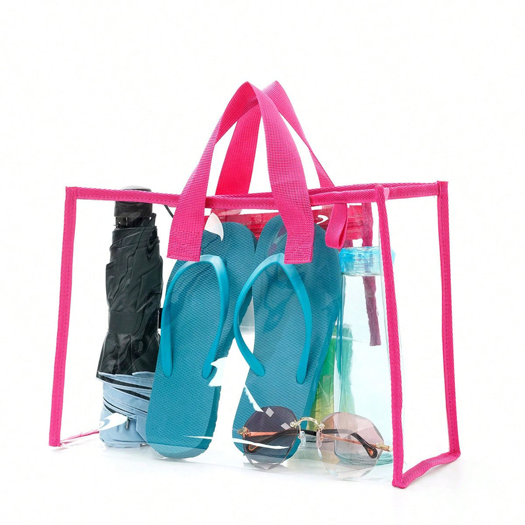 Transparent beach bag with sturdy carrying handles and various compartments Stornfield
