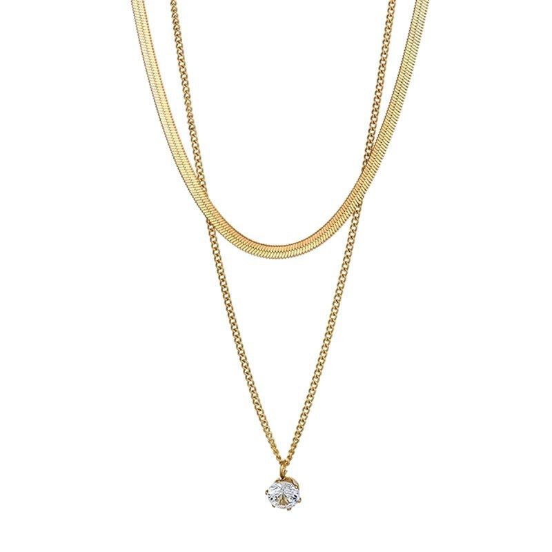 Layered Silver Choker and Pendant Necklace Stornfield