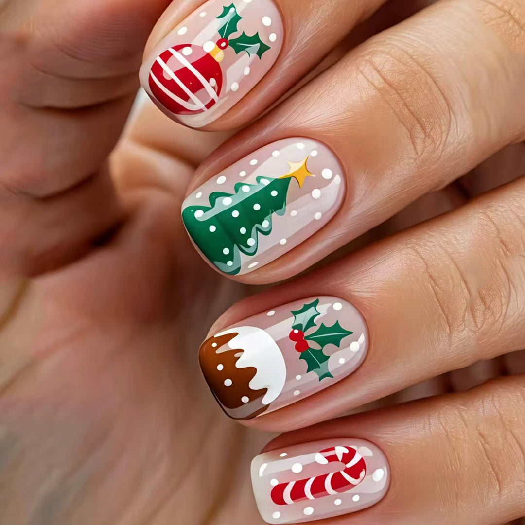 Artificial nails with festive Christmas design Stornfield
