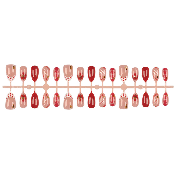 Artistic Press-On Nail Set with Decorative Accents