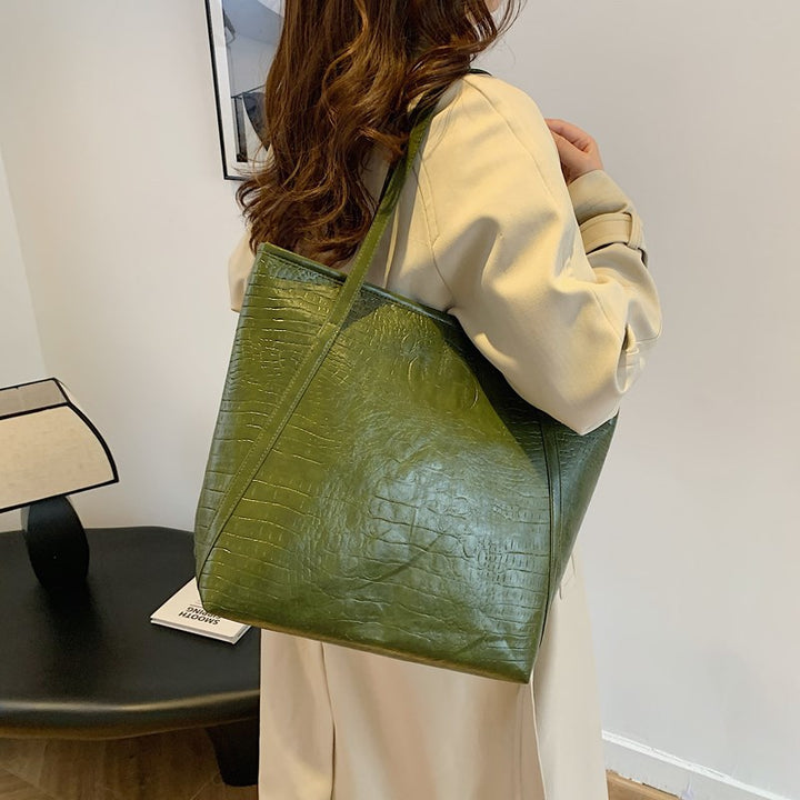 Crocodile-Embossed Leather Tote Bag Stornfield