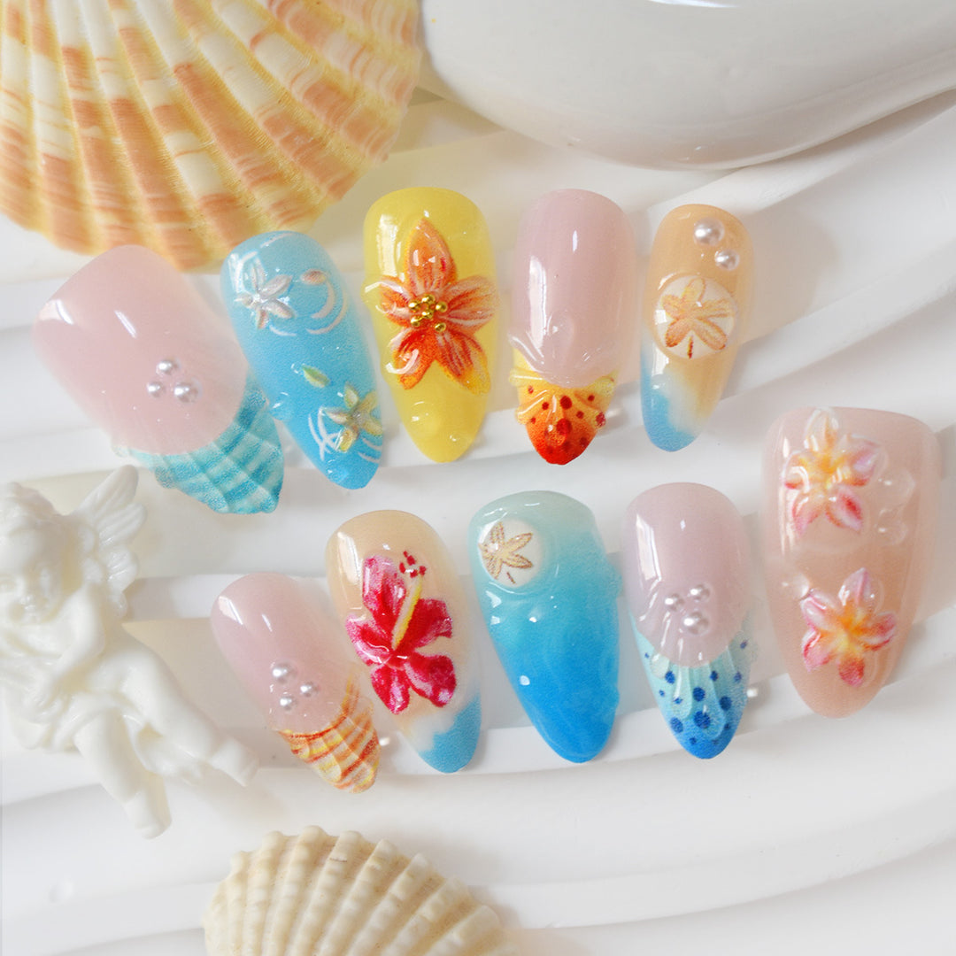 Tropical-Themed 3D Press-On Nails Stornfield