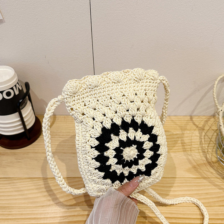 Boho Crochet Drawstring Bag