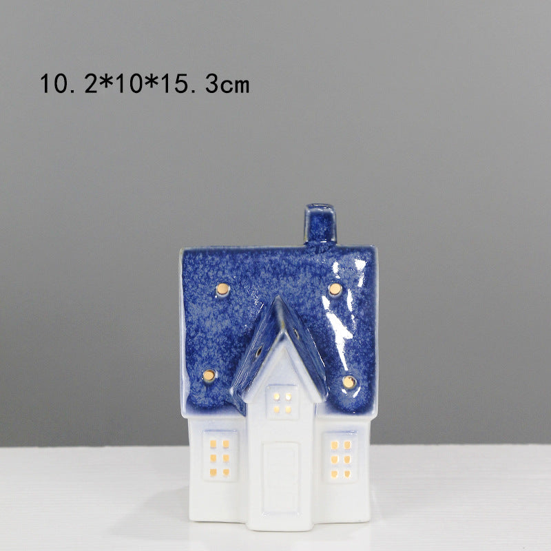 Ceramic House-Shaped Decorative Lantern Stornfeild