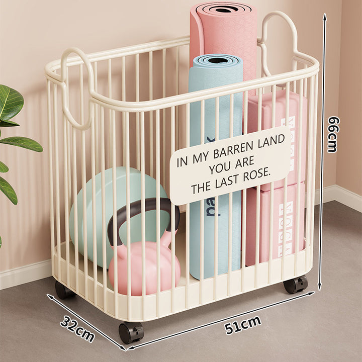 Vertical Rolling Home Storage Cart for Yoga Mats Kettlebells and Fitness Gear