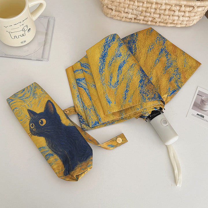 Women's Automatic Folding Umbrella with Cat Design Stornfield