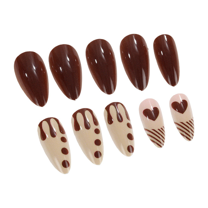 Artificial nails with creative heart and chocolate designs Stornfield