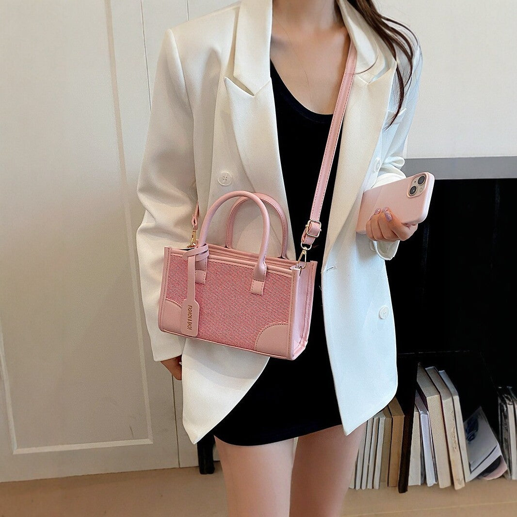 Structured Canvas and Faux Leather Tote