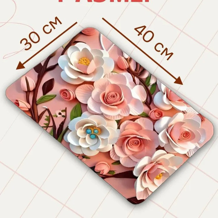 Decorative Floral Memory Foam Area Mat