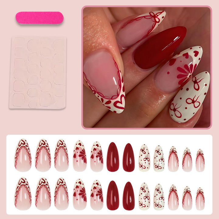 Artificial nail set with creative flower and diamond patterns Stornfield