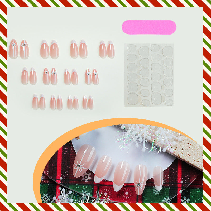 Art nail set with elegant bow and glitter decorations Stornfield