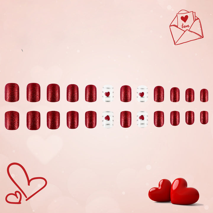 Romantic Heart-Themed Press-On Nails Stornfield
