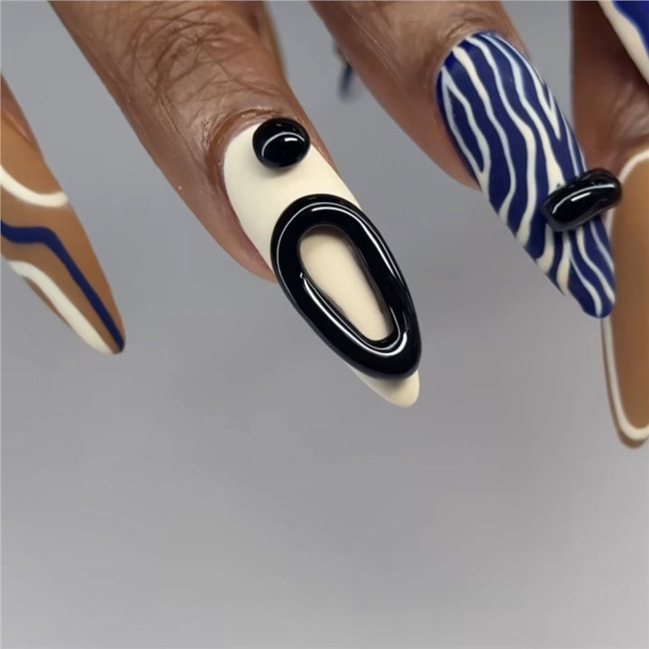 Artistic Abstract Pattern Press-On Nail Extensions Stornfield