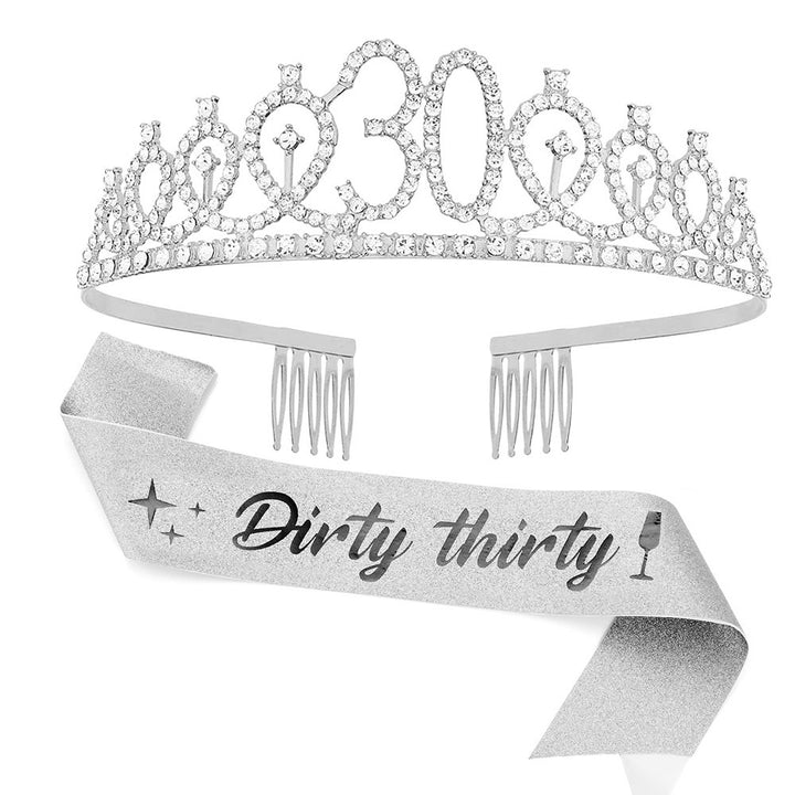 Girl Glittering Birthday Crown and Sash Set Stornfield