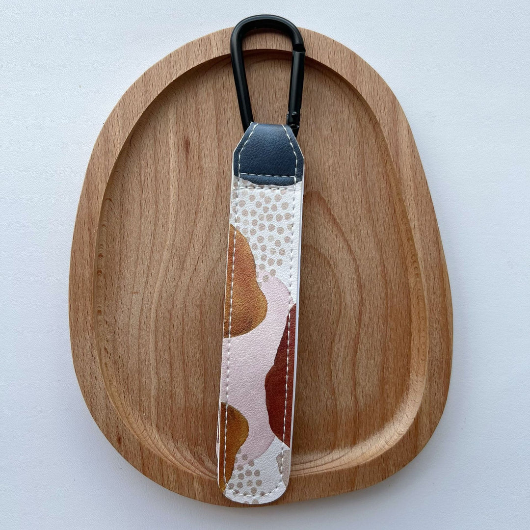 Patterned Leatherette Strap with Metal Carabiner Attachment