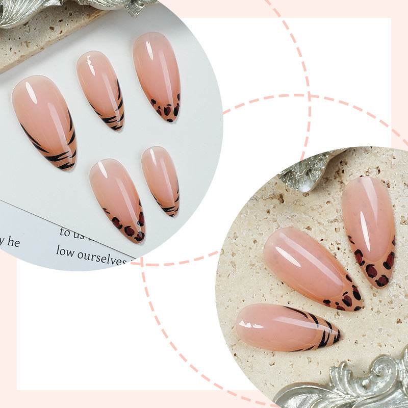 Artificial nail set with elegant leopard and ombre designs Stornfield