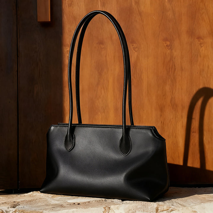 Slim Minimalist Shoulder Tote Bag with Long Straps