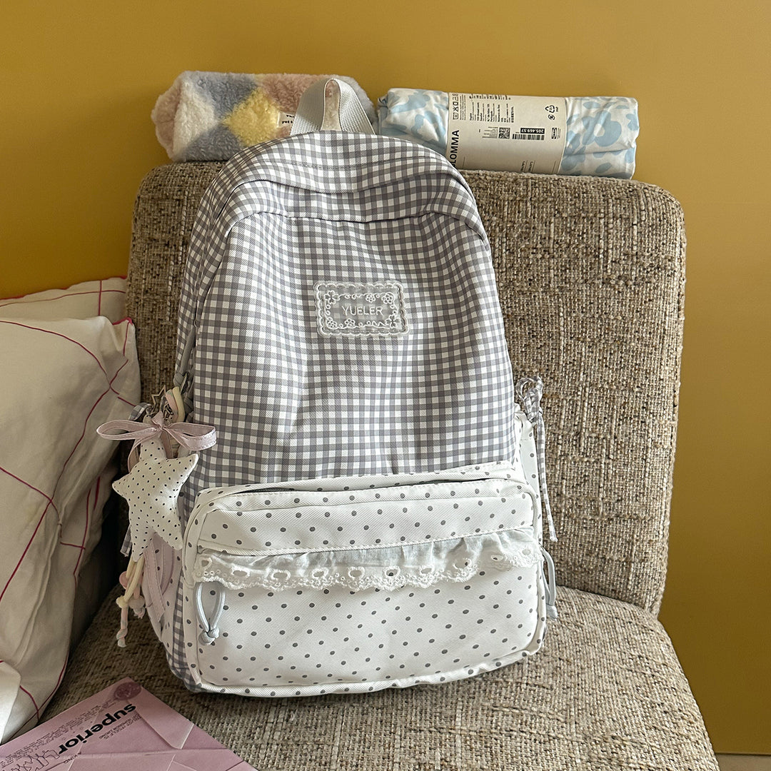 Charming Gingham Print School Backpack Stornfield