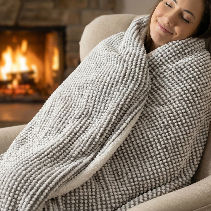 Women Cozy Textured Blanket with Alternating Pattern Stornfield