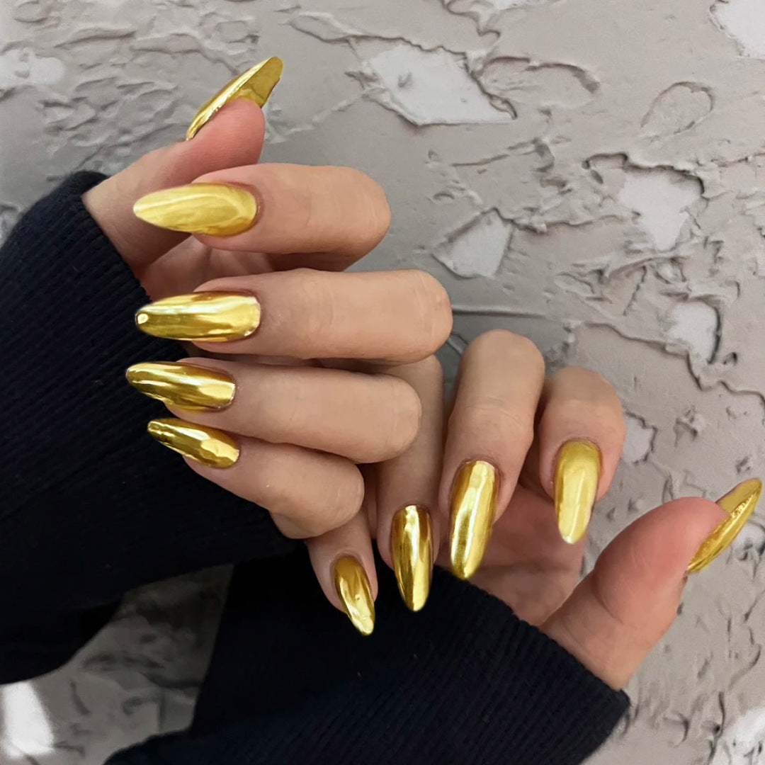 Glossy Metallic Almond-Shaped Press-On Nails Stornfield