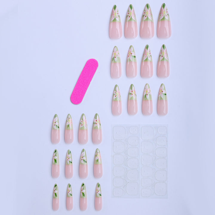 Artificial nails with hand-crafted floral embellishments Stornfield