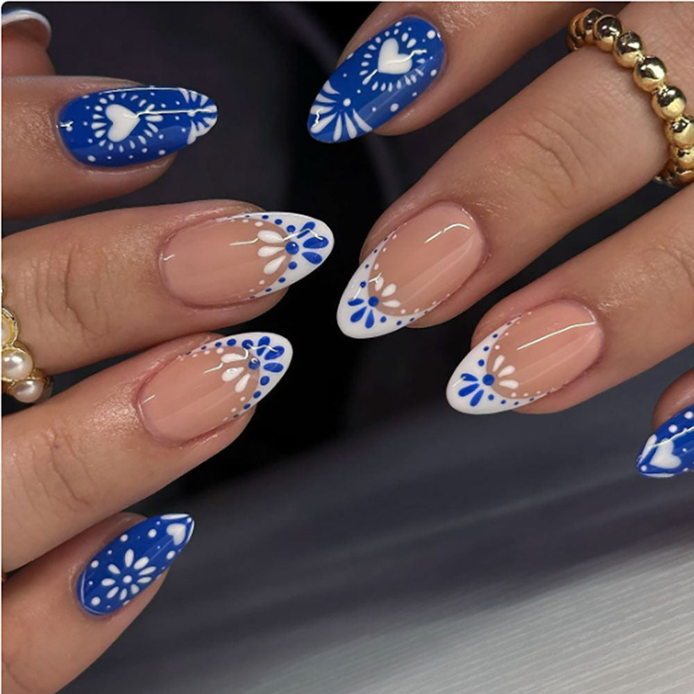 Floral Accent Stiletto Press-On Nails  1791110680