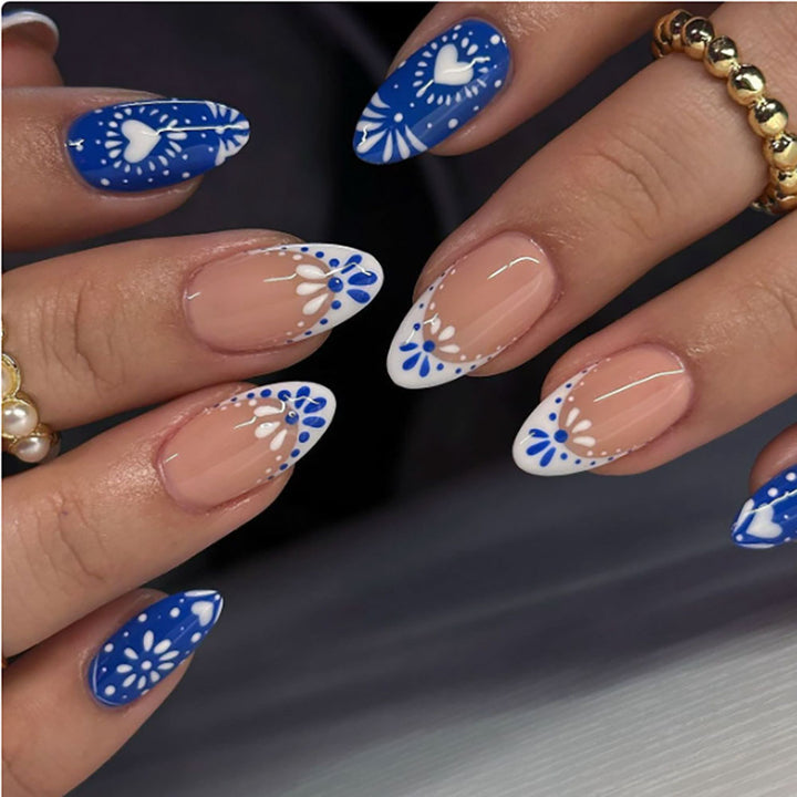 Floral Accent Stiletto Press-On Nails  1791110680
