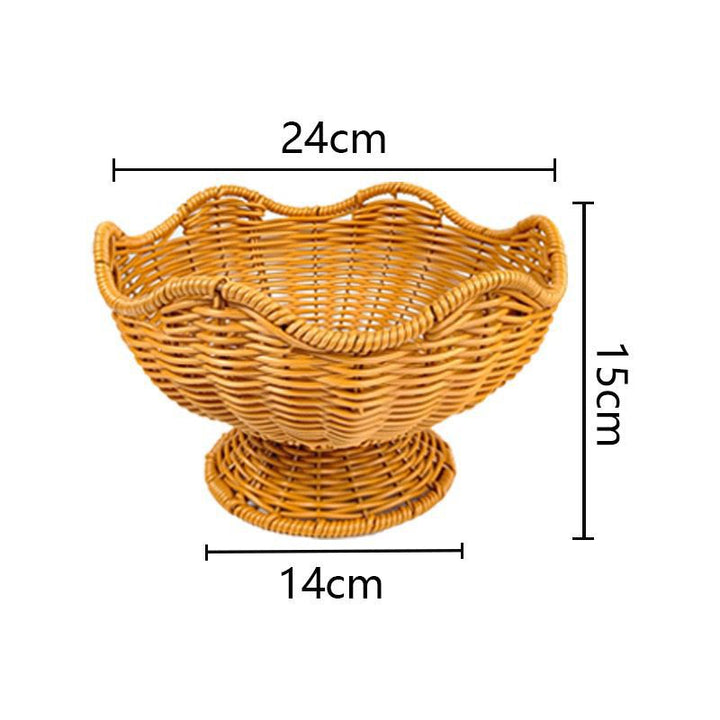 Unisex Rattan Fruit Bowl with Elegant Wave Lines Stornfield