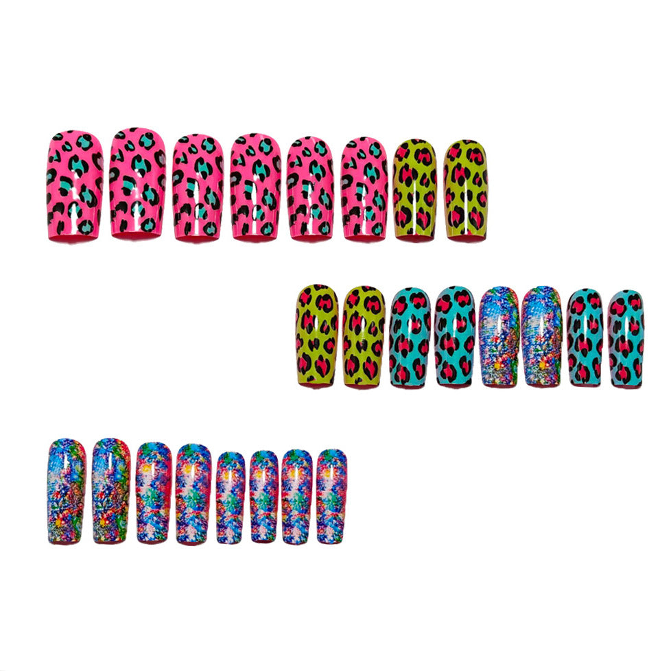 Colorful art nail creation with leopard motif Stornfield