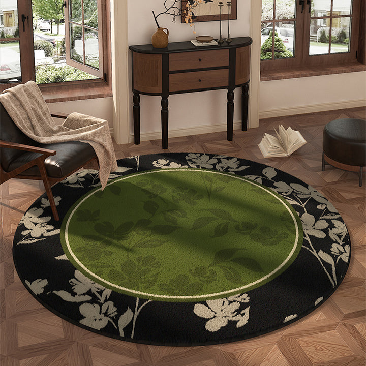 Round Floral Design Area Rug